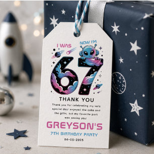 Süßer Weltraum 7. Geburtstag Sechs und Sieben Ja Geschenkanhänger