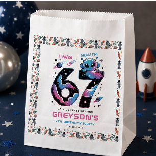 Süßer Weltraum 7. Geburtstag Sechs und Sieben Ja Geschenktütchen