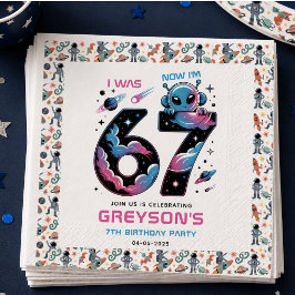 Süßer Weltraum 7. Geburtstag | Sechs und Sieben Ja Serviette
