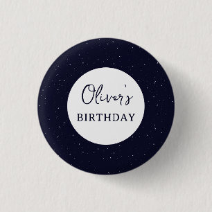 Süßer Weltraum-Astronaut Navy Sternen-Geburtstag Button