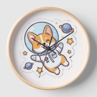 Süßer Weltraum-Corgi-Astronaut Wanduhr | Lustiger