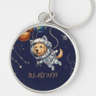 Süßer Weltraum-Welpe-Astronaut-Geburtstagsanhänger Schlüsselanhänger