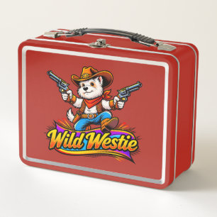 Süßer Westie-Cowboy-Hund Western Originaldesign Metall Brotdose