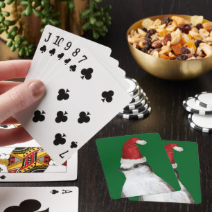 Süßer Whiskey-Jack-Vogel mit Weihnachtsmannmütze Spielkarten