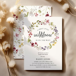 Süßer Wildblumen-Kranz Baby Shower Einladung