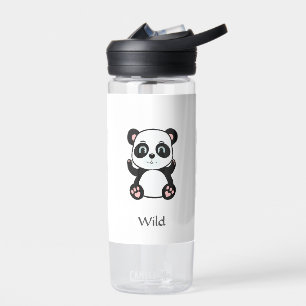 Süßer wilder Baby-Panda-Bär auf weißer Wasserflasc Trinkflasche