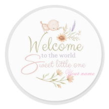 Süßer Willkommen Baby Aufkleber / Etikett
