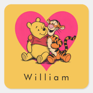 Süßer Winnie Puuh & Tigger Quadratischer Aufkleber