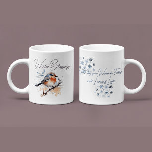 Süßer Winter Bird Inspirierend Wasserfarbe Zweifarbige Tasse