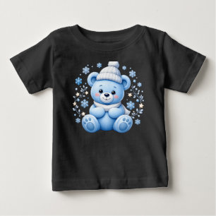 Süßer Winter-Blauer Teddybär Baby T-shirt