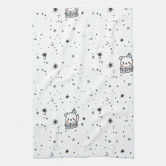 Süßer Winter Eisbär Schneeflocke Geschirrtuch (Vertikal)