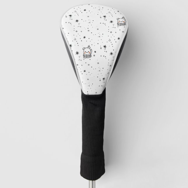 Süßer Winter-Eisbär-Schneeflocke Golf Headcover (Vorderseite)