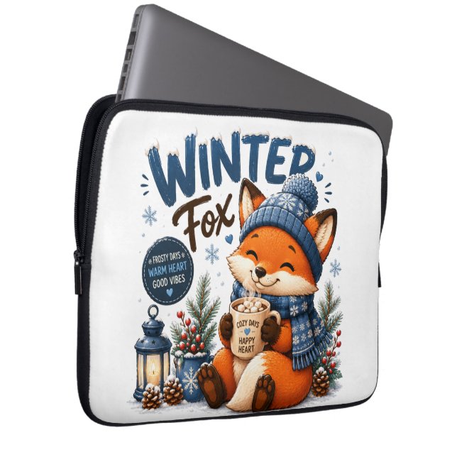 Süßer Winter-Fuchs Laptop-Hülle Laptopschutzhülle (Vorne Rechts)