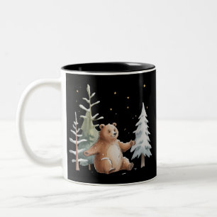 Süßer Winter Schnee Bär Whimsical Woodland Winter  Zweifarbige Tasse
