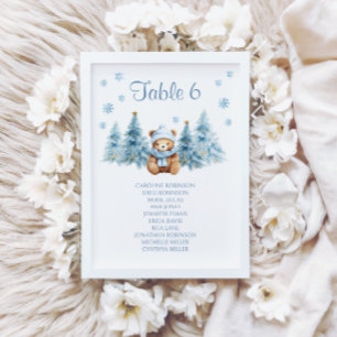 Süßer Winter-Teddybär-Baby-Shower-Tischnummer