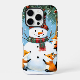 Süßer Winter-Wald-Schneemann-Füchse iPhone 16 Pro Hülle