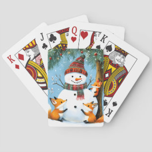 Süßer Winter-Wald-Schneemann-Füchse Spielkarten