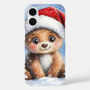 Süßer Winter-Weihnachts-Santa-Bärenjunge-Wasserfar iPhone 16 Hülle
