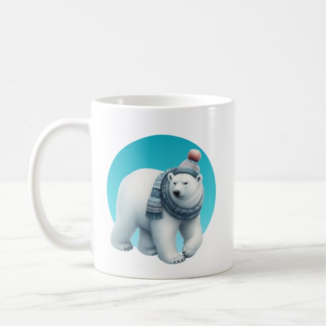 Süßer Winterbär mit Monogramm  Kaffeetasse (Links)