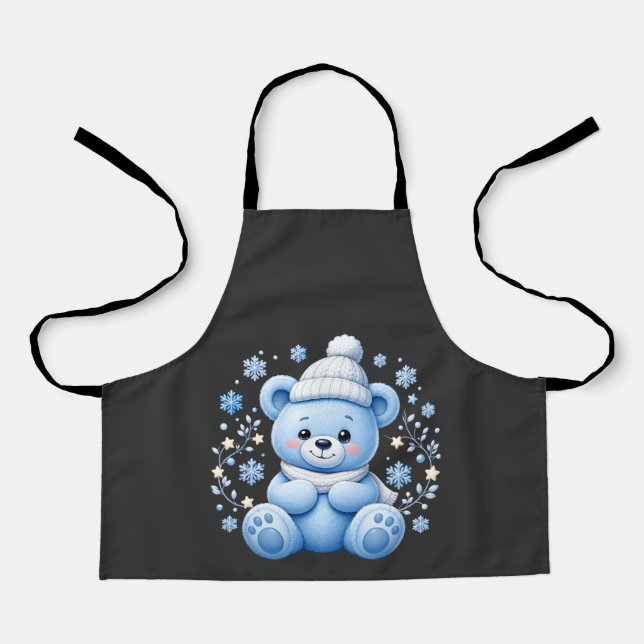 Süßer Winterblauer Teddybär Schürze (Vorderseite)