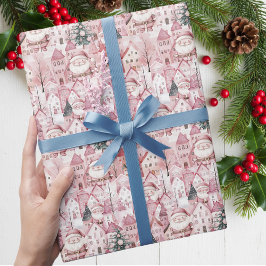 Süßer Winterort Moderne rosa Weihnachten Geschenkpapier