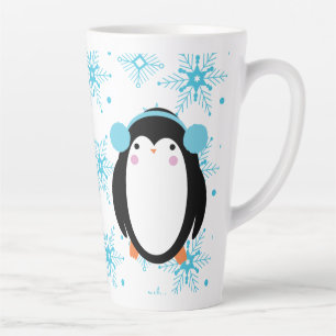 Süßer Winterpinguin und Schneeflocken Milchtasse