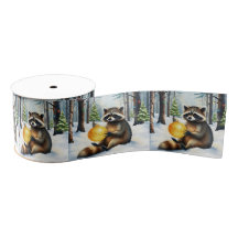 Süßer Winterwaschbär mit goldenem Weihnachtsschmuc