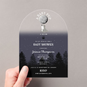 Süßer Wolf Baby Welpe und Mama Wald Baby Shower Acryleinladungen