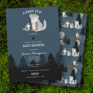 Süßer Wolf Baby Welpe und Mama Wald Baby Shower Einladung