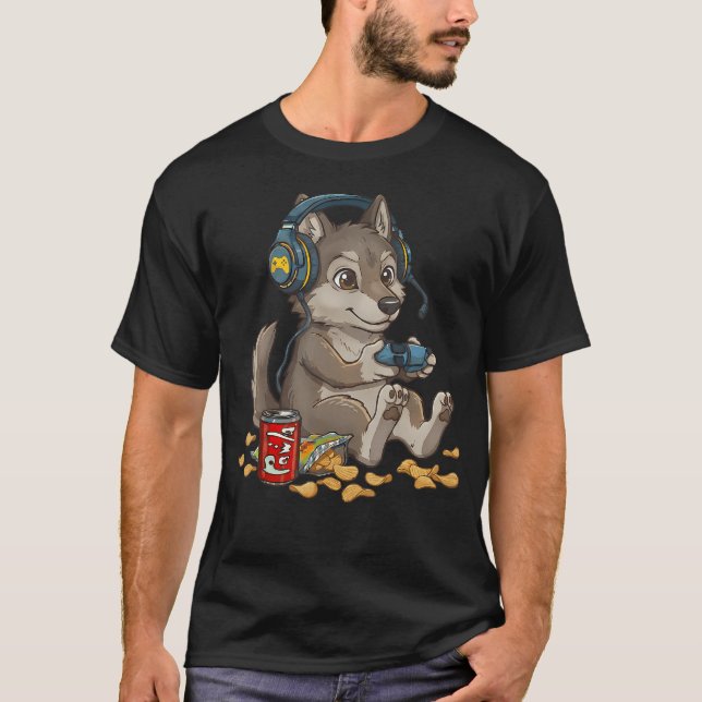 Süßer Wolf-Videospielcontroller für PC-Konsole T-Shirt (Vorderseite)
