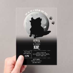 Süßer Wolf-Wald-Mond-Heul-Kinder-Geburtstag Acryleinladungen