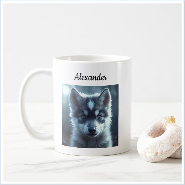 Süßer Wolfbaby im Mondlicht Kaffeetasse (Von Creator hochgeladen)