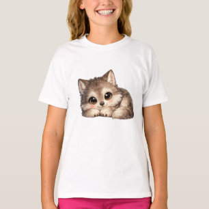 Süßer Wolfswelpe mit großen Augen Klarer Stadionbe T-Shirt