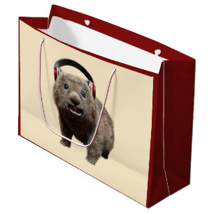 Süßer Wombat mit Kopfhörern Musikliebhaber Kunst Große Geschenktüte