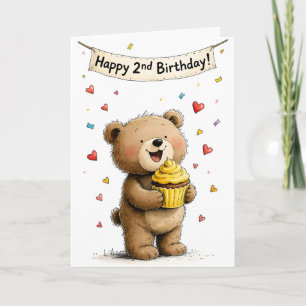 Süßer wunderlicher Teddybär Glücklicher zweiter Ge Karte