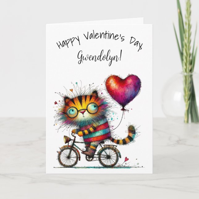 Süßer wunderlicher Tiger Frohen Valentinstag Karte (Vorderseite)
