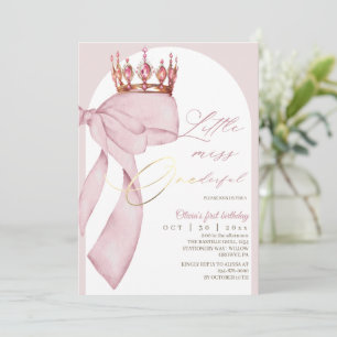 Süßer wundervoller rosa Bogen zum 1. Geburtstag Einladung