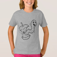 Süßer Wurm im Apfel Kawaii Kinder T-Shirt - Lustig