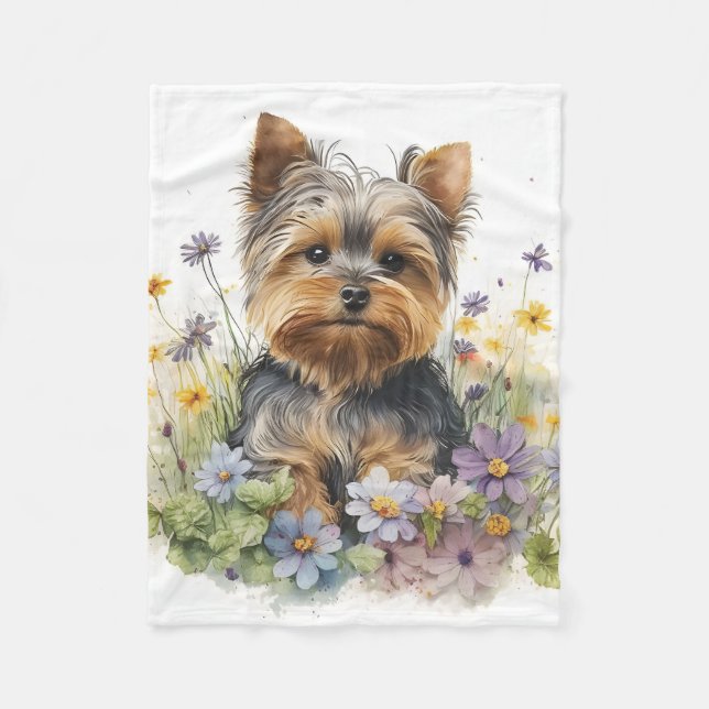 Süßer Yorkshire Terrier Welpe Fleecedecke (Vorderseite)