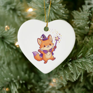 Süßer Zauberfuchs beim Wirken eines Zauberspruchs Keramik Ornament