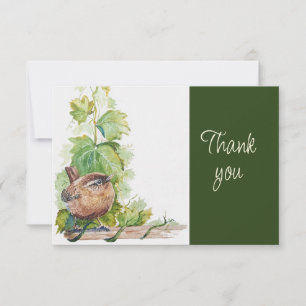 Süßer Zaunkönig Vogel Natur AquarellDanke Dankeskarte