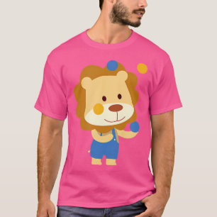Süßer Zirkus Löwe Clown jongliert Orange und Blau T-Shirt