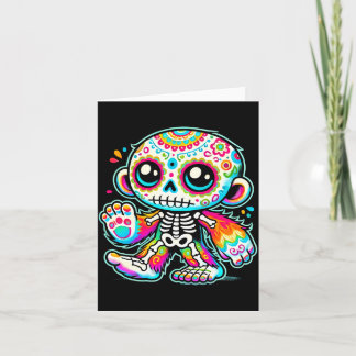 Süßer Zucker-Schädel Bigfoot Día De Los Muertos Karte