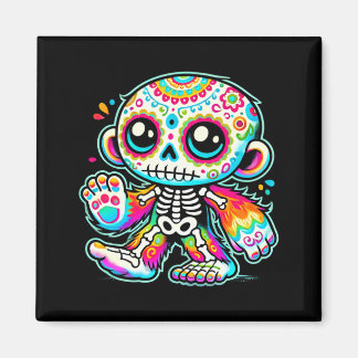 Süßer Zucker-Schädel Bigfoot Día De Los Muertos Magnet
