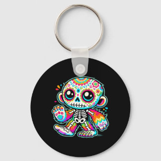 Süßer Zucker-Schädel Bigfoot Día De Los Muertos Schlüsselanhänger