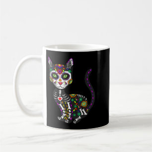 Süßer Zucker-Schädel Mexikanische Katze Halloween Kaffeetasse
