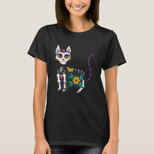 Süßer Zucker-Schädel-Mexikanische Katze Halloween  T-Shirt