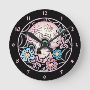 Süßer Zuckerschädel Runde Wanduhr