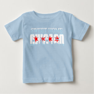 Süßer Zuhause-Chicago-FlaggeSkyline Baby T-shirt