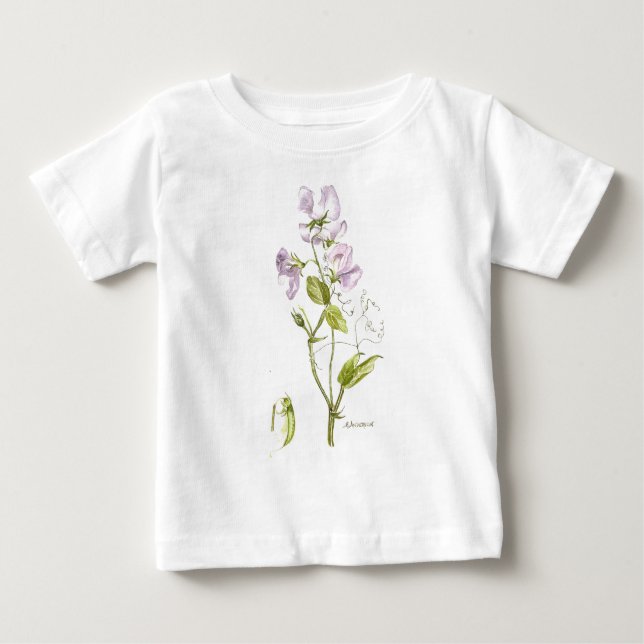 Süßerbse lila und grüne Blütenfarbe Baby T-shirt (Vorderseite)